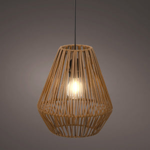 Lumineo Brown Hanging Lamp Made of Rattan with Battery Power - GARDEN ORNAMENTS INCL SOLAR - Beattys of Loughrea