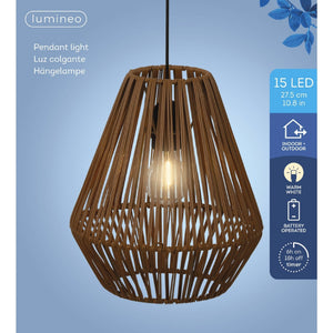 Lumineo Brown Hanging Lamp Made of Rattan with Battery Power - GARDEN ORNAMENTS INCL SOLAR - Beattys of Loughrea