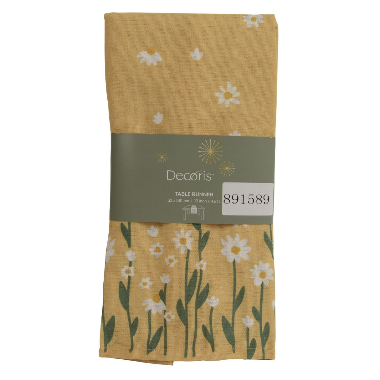 Decoris Table Runner 140x32 cm Yellow with Daisy Print - TABLECLOTHS/RUNNERS - Beattys of Loughrea