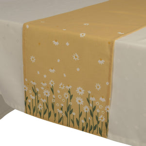 Decoris Table Runner 140x32 cm Yellow with Daisy Print - TABLECLOTHS/RUNNERS - Beattys of Loughrea