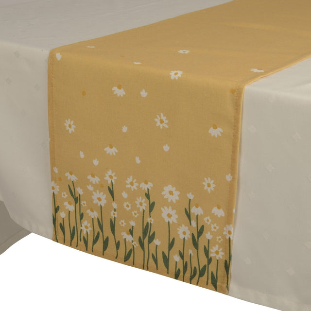 Decoris Table Runner 140x32 cm Yellow with Daisy Print - TABLECLOTHS/RUNNERS - Beattys of Loughrea
