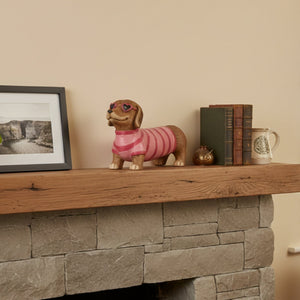 Decoris Dog Decoration Brown with Pink Sweater - ORNAMENTS - Beattys of Loughrea