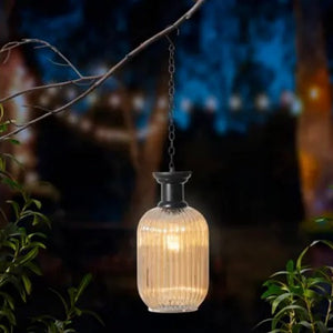 Lumineo Outdoor Solar Hanging Lamp in Golden Glass - GARDEN ORNAMENTS INCL SOLAR - Beattys of Loughrea