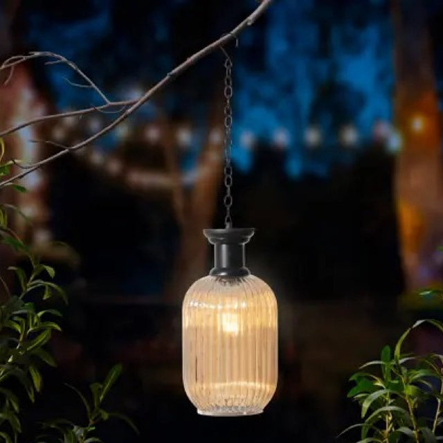 Lumineo Outdoor Solar Hanging Lamp in Golden Glass - GARDEN ORNAMENTS INCL SOLAR - Beattys of Loughrea
