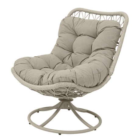 Medellín Swivel Garden Armchair Grey with Cushion - SINGLE GARDEN BENCH/ CHAIR - Beattys of Loughrea