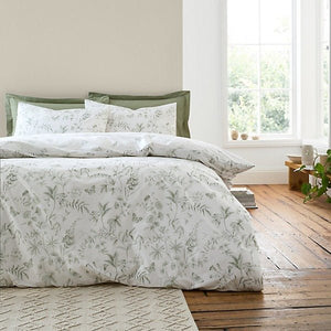 Bianca Thea Floral 200 Thread Count Cotton Green Reversible Duvet Cover Set – King - DUVET COVERS - Beattys of Loughrea