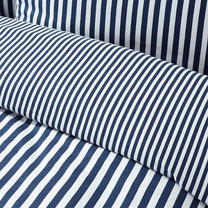 Catherine Lansfield Brushed Cotton Navy Blue Stripe Reversible Duvet Cover Set - Super King - DUVET COVERS - Beattys of Loughrea
