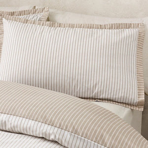 Catherine Lansfield Oxford Pinstripe Reversible Duvet Cover Set – Natural (Super King) - DUVET COVERS - Beattys of Loughrea