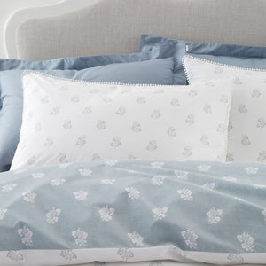 Bianca Esme Floral 200 Thread Count Cotton White/Blue Reversible Duvet Cover Set – Double - DUVET COVERS - Beattys of Loughrea