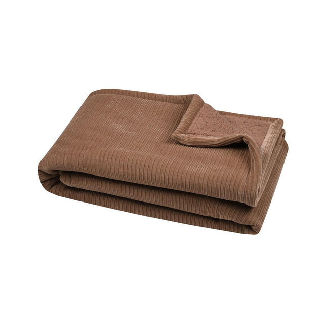 STOF Clayton Ribbed Plush Throw, Camel, 130x160cm - THROWS/BLANKETS - Beattys of Loughrea