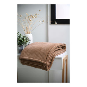 STOF Clayton Ribbed Plush Throw, Camel, 130x160cm - THROWS/BLANKETS - Beattys of Loughrea