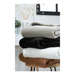 STOF Clayton Ribbed Plush Throw, Camel, 130x160cm - THROWS/BLANKETS - Beattys of Loughrea
