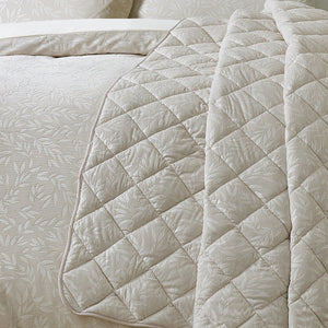 Catherine Lansfield Corded Leaves Bedspread – Natural (240x260cm) - BED SPREADS/COVERS/QUILTS - Beattys of Loughrea