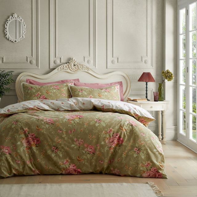 Bridgerton by Catherine Lansfield – Penelope Floral Reversible Duvet Set Single - DUVET COVERS - Beattys of Loughrea