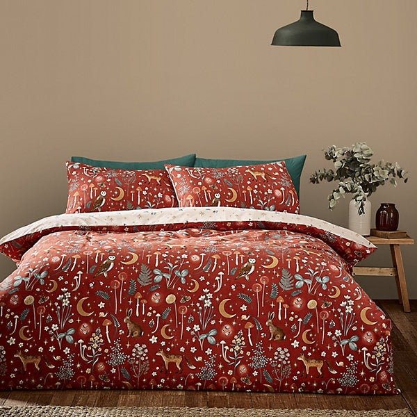 Catherine Lansfield Burnt Orange Enchanted Twilight Animals Duvet Cover Set – King - DUVET COVERS - Beattys of Loughrea
