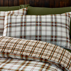 Catherine Lansfield Bedding Kelso Check Duvet Set Burnt Orange - Single - DUVET COVERS - Beattys of Loughrea