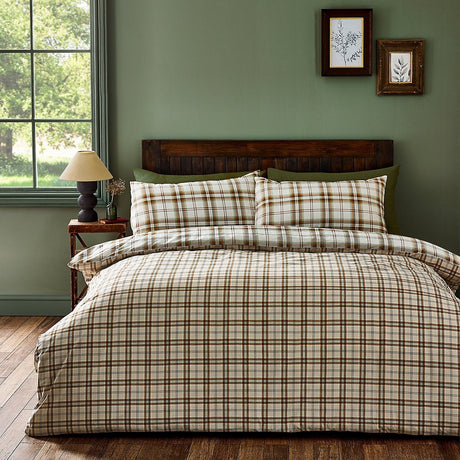 Catherine Lansfield Bedding Kelso Check Duvet Set Burnt Orange - Kingsize - DUVET COVERS - Beattys of Loughrea