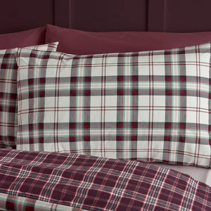 Catherine Lansfield Bedding Kelso Check Duvet Set Plum - Single - DUVET COVERS - Beattys of Loughrea