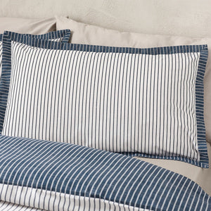 Catherine Lansfield Oxford Pinstripe Reversible Duvet Cover Set – Navy (Double) - DUVET COVERS - Beattys of Loughrea