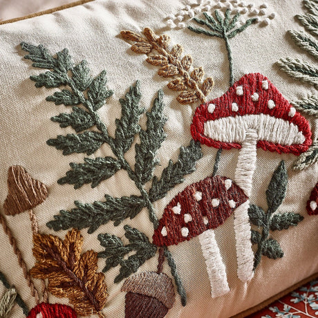 Catherine Lansfield Embroidery Woodland Cushion – Natural (30x50cm) - CUSHIONS/COVERS - Beattys of Loughrea