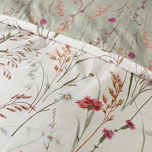 Catherine Lansfield Brushed Cotton Reversible Duvet Cover Set – Grasmere Floral Green (Double) - DUVET COVERS - Beattys of Loughrea
