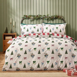Catherine Lansfield Christmas Stripe Reversible Duvet Cover Set – Single - DUVET COVERS - Beattys of Loughrea