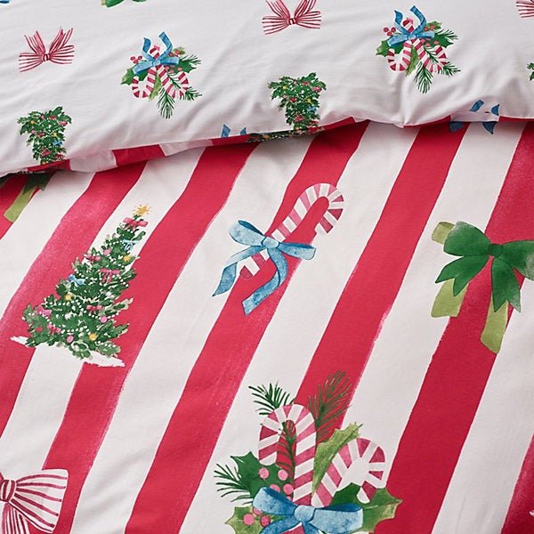 Catherine Lansfield Christmas Stripe Reversible Duvet Cover Set – King - DUVET COVERS - Beattys of Loughrea