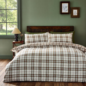 Catherine Lansfield Bedding Kelso Check Duvet Set Burnt Orange - Double - DUVET COVERS - Beattys of Loughrea