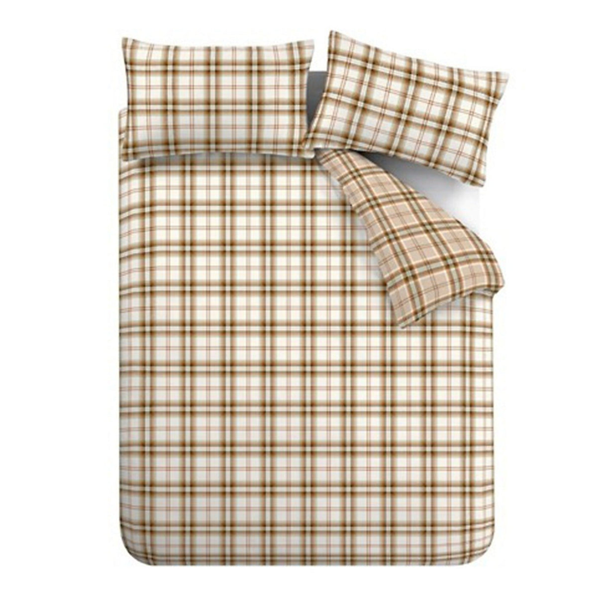 Catherine Lansfield Bedding Kelso Check Duvet Set Burnt Orange - Double - DUVET COVERS - Beattys of Loughrea