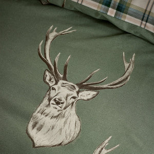 Catherine Lansfield Bedding Stag Check Duvet Set Soft Green - Double - DUVET COVERS - Beattys of Loughrea