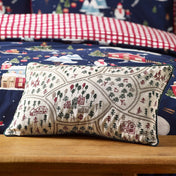 Catherine Lansfield Christmas Ski Village Embroidered Cushion – Natural (30x50cm) - CUSHIONS/COVERS - Beattys of Loughrea