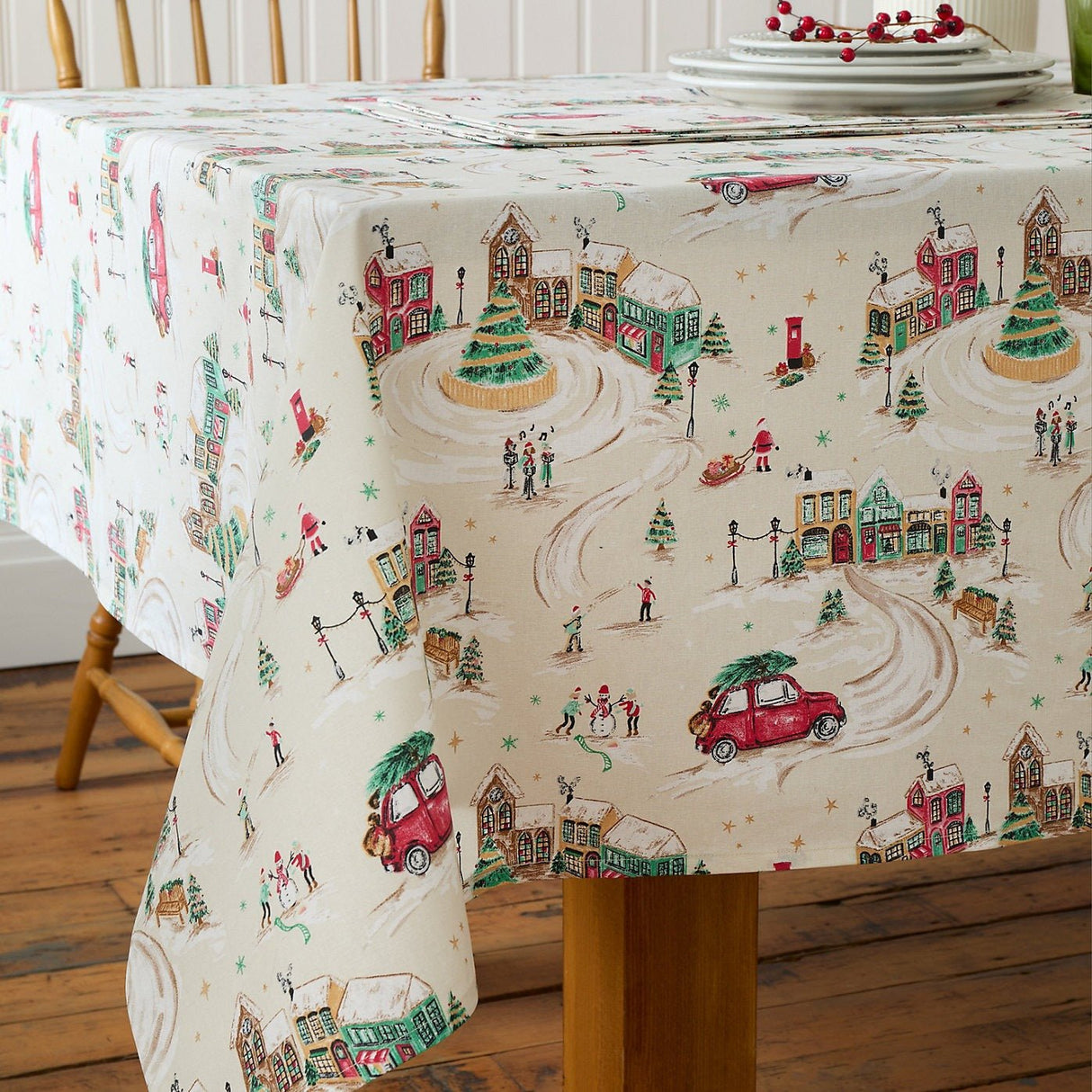 Catherine Lansfield Christmas Town Cotton Table Cloth 137x229cm - TABLECLOTHS/RUNNERS - Beattys of Loughrea