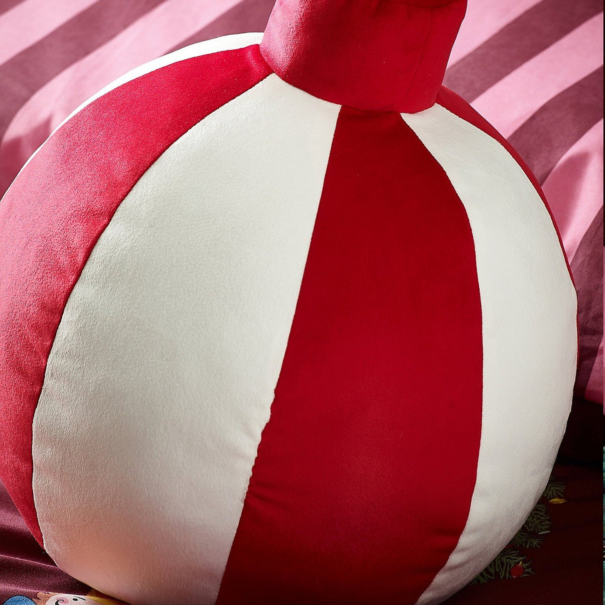 Catherine Lansfield Christmas Bauble 3D Shaped Cushion – White / Red (30x25cm) - CUSHIONS/COVERS - Beattys of Loughrea