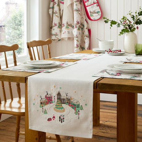 Catherine Lansfield Christmas Town Cotton Table Runner 33x220cm - TABLECLOTHS/RUNNERS - Beattys of Loughrea