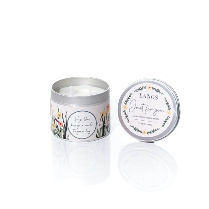 Floral Serenade Daffodil Hand Poured Just For You Vanilla Noir Soy Wax Candle in Tin - POT POURRI/AROMATHERAPY/OILS/DIFFUSER - Beattys of Loughrea