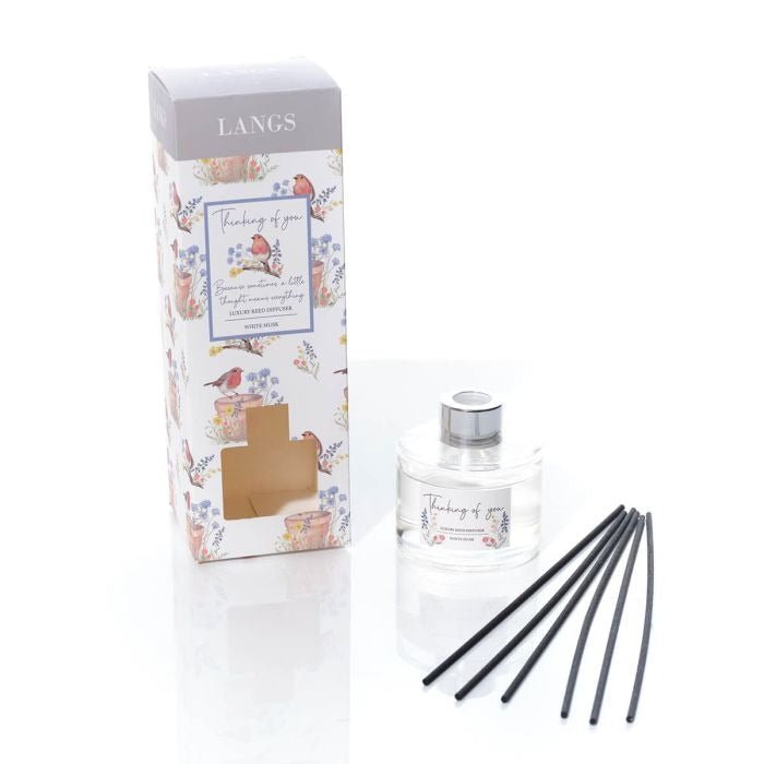 Garden Birds Reed Diffuser Robin Thinking Of You White Musk 100ml - POT POURRI/AROMATHERAPY/OILS/DIFFUSER - Beattys of Loughrea