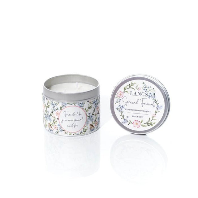Garden Birds Hand Poured Special Friend Rose and Oud Soy Wax Candle in Tin - CANDLES - Beattys of Loughrea