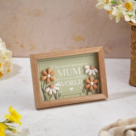 Floral Serenade Mum Framed Easel Plaque With Resin Pebble Flowers - WALL PLAQUE/STATUES - Beattys of Loughrea
