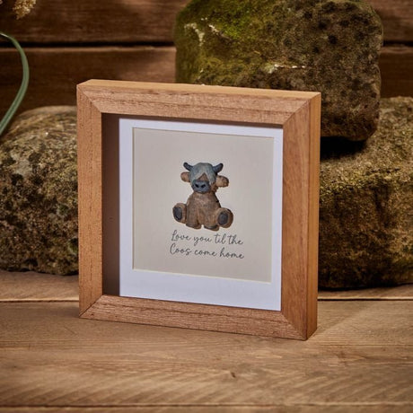 Dougal Highland Cow Coos Wood Framed Resin Pebble Picture - PICTURES, PAINTINGS - Beattys of Loughrea