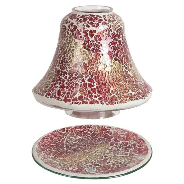 Jar Shade & Tray Set - Red and Gold Crackle - CANDLE HOLDERS / Lanterns - Beattys of Loughrea