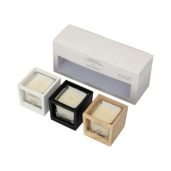 The Wooden Collection Candles Set by French Connection 3 X 55G - CANDLES - Beattys of Loughrea