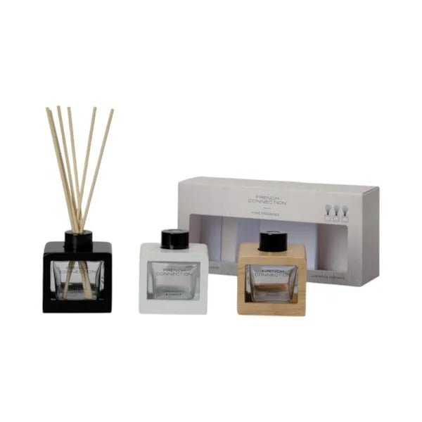 The Wooden Collection Diffuser gift set by French Connection 3 X 50ml - POT POURRI/AROMATHERAPY/OILS/DIFFUSER - Beattys of Loughrea