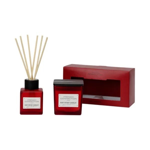 Ruby Cherry & Merlot Candle and Diffuser Gift Set by French Connection 100ml/220g - CANDLES - Beattys of Loughrea