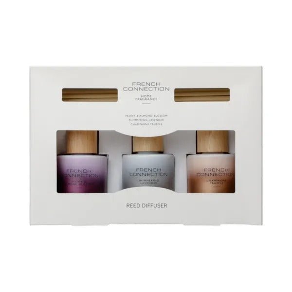 The Metallic Collection Diffuser gift set by French Connection 3 x 50ml - POT POURRI/AROMATHERAPY/OILS/DIFFUSER - Beattys of Loughrea