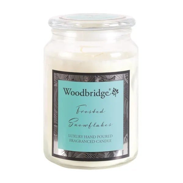 Woodbridge Frosted Snowflakes - Candle Jar 650g - CANDLES - Beattys of Loughrea
