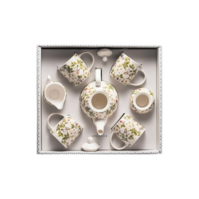 Newgrange Living Cream Floral Rose Tea Set, 7 Piece