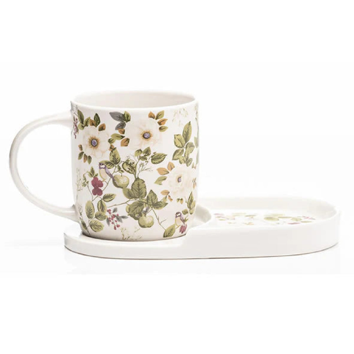 Newgrange Living Cream Floral Rose Mug & Snack Tray