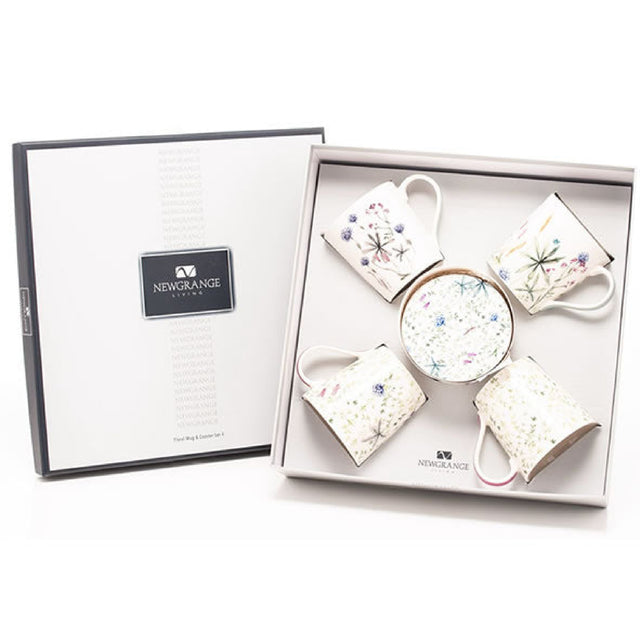 Newgrange Living Floral Bone China Mug & Coaster Set of 4 - MUG SETS - Beattys of Loughrea