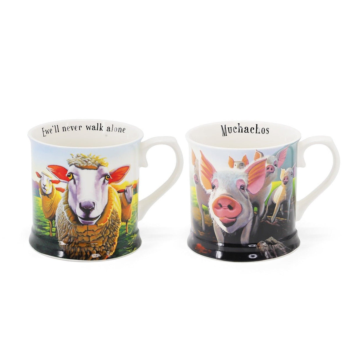 TIPPERARY CRYSTAL Beyond the Herd Set 2 Mugs (Pigs, Sheep) - MUG SETS - Beattys of Loughrea