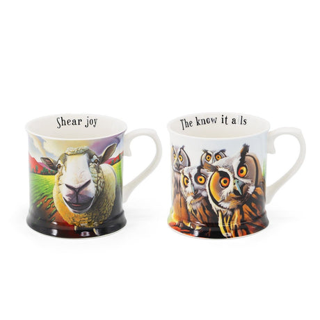 TIPPERARY CRYSTAL Beyond the Herd Set 2 Mugs (Sheep, Owls) - MUG SETS - Beattys of Loughrea